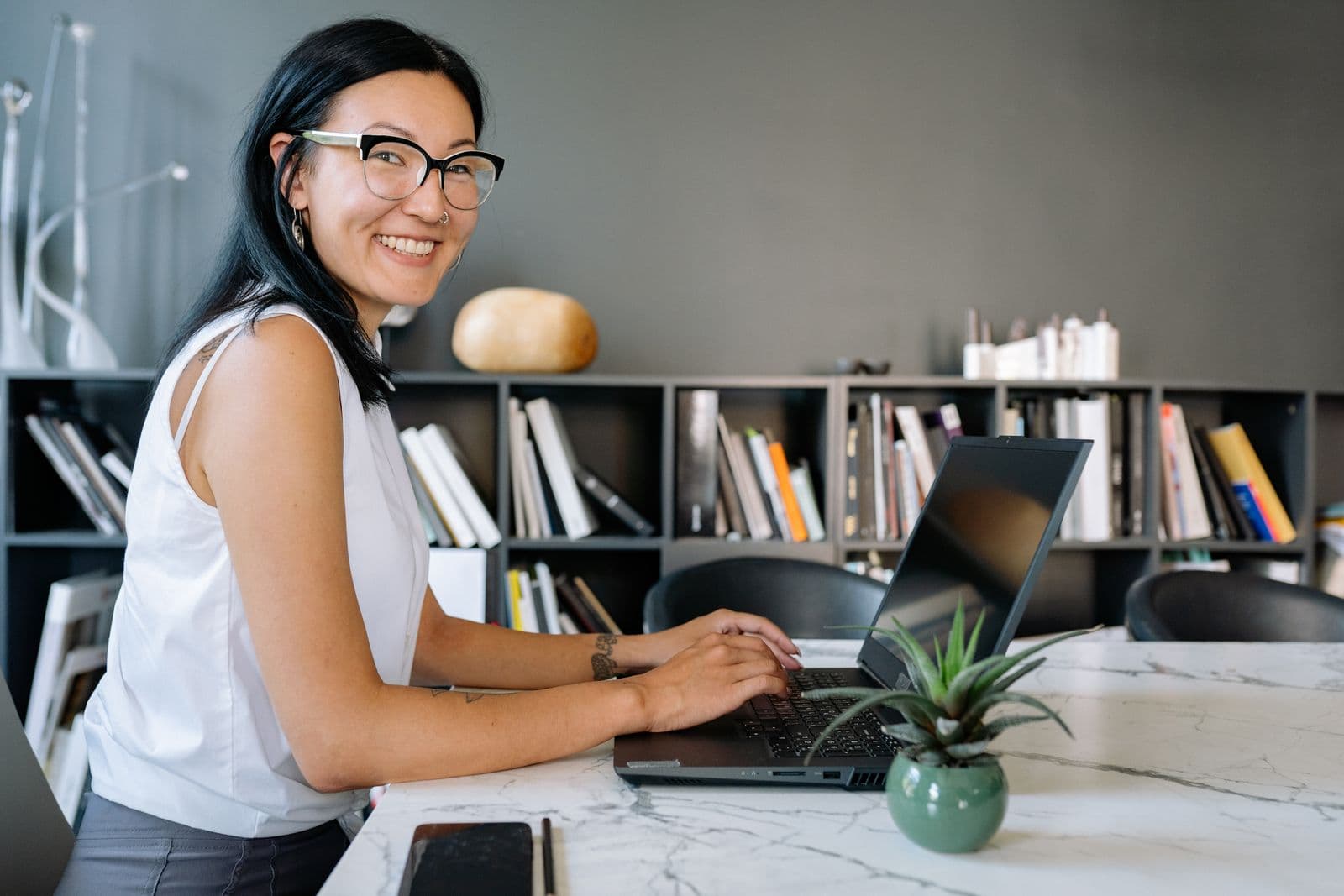 Business owner managing her company in the Philippines